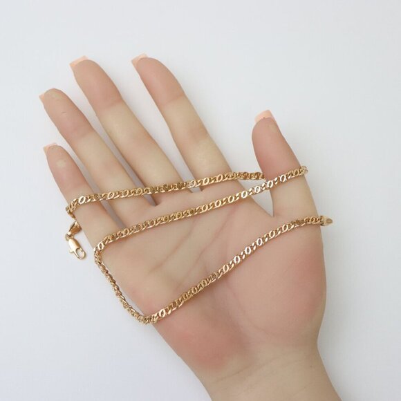 Elegant Rose Gold Necklace with Polished Oval Chain Design, XPNL0194 - Picture 5 of 12